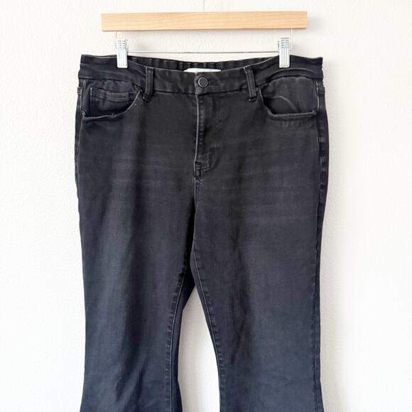 ALTAR'D STATE | Worn Raw Hem Black Wide Flare Denim Stretch Jeans | 32, 14, XL - Picture 3 of 10